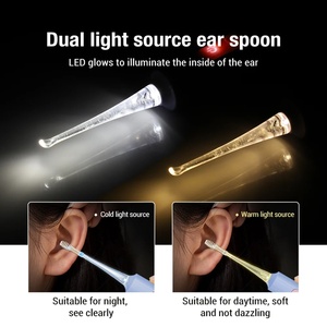 Kids Luminous <b>Ear</b> Spoon Dual Light Source LED Light <b>Ear</b> <b>Cleaning</b> Set <b>Ear</b> Picking USB Baby Earwax Remover <b>Kit</b> - Product Image 3