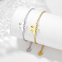 Nouvelles idées de produits : Bracelet minimaliste en acier inoxydable étanche avec motif floral, bracelet chaîne polyvalent et tendance, vente en gros