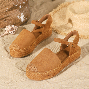 Nouvelles sandales d'été Baotou ajourées à boucle unique, couleur unie, <span class=keywords><strong>en</strong></span> <span class=keywords><strong>corde</strong></span> de chanvre, à semelle épaisse, style <span class=keywords><strong>espadrilles</strong></span> de pêcheur - Product Image 5