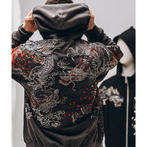 Fabricants de sweats à capuche zippés oversize en molleton de coton vierge, avec patch logo personnalisé, broderie 3D et impression, pour la personnalisation par couture - Product Image 3