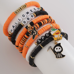 Party Charm Halloween Horror Party Bracelet Boo Trick Letter <b>Bead</b> Bracelet Crystal Adjustable Gift Jewelry Bracelet for Women - Product Image 2