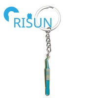 Porte-clés personnalisé pour clinique dentaire, en métal 3D, avec outils chirurgicaux dentaires (miroir buccal, pinces, dents)