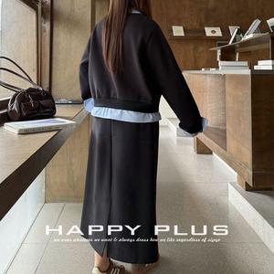 เสื้อสเวตเชิ้ตทรงหลวมแบบสองชิ้นปลอมลายบล็อกสีคอปก Happy Plus สำหรับผู้หญิงไซส์พลัส รุ่นสปริง ระบายอากาศได้ดี ขนาดกลาง - Product Image 3