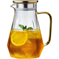 Ensemble de carafes en verre borosilicate haute résistance à la chaleur avec couvercle en acier inoxydable pour eau froide et jus