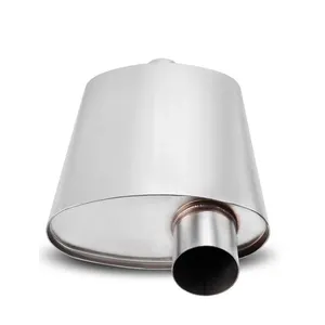 High Performance Stainless Steel exhaust Oval Muffler silencer 2.5" Inlet/Outlet 19" length polished for automotive cars