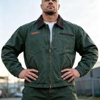 Veste de travail vintage Detroit doublée en sherpa, couleur unie