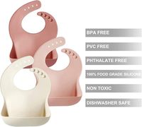 Lot de 3 bavoirs en silicone pour bébé-bavoirs imperméables réglables sans BPA pour tout-petits essentiels d'alimentation douce et cadeaux de douche de bébé