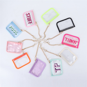 Porte-clés transparent en PVC de couleur bonbon personnalisé de haute qualité avec quincaillerie dorée Keymay, porte-monnaie transparent imperméable pour fille - Product Image 1