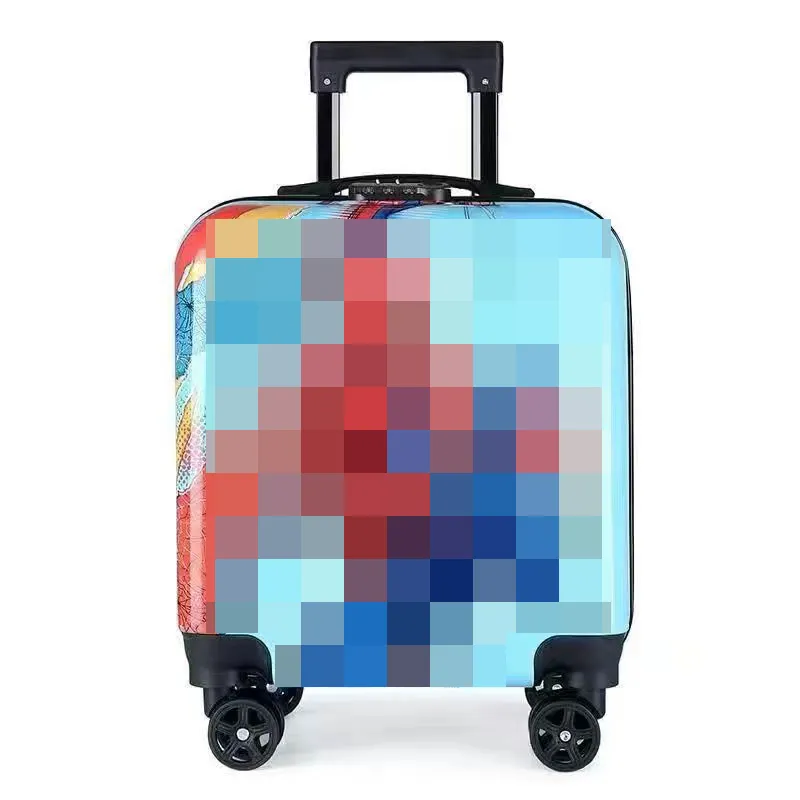Tas koper bepergian anak-anak pola populer, tas koper ABS + PC portabel Jinjing 18 inci dengan roda & L