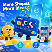 Ensemble de porte-clés en peluche bancaires personnalisés, mascottes de cartes ATM et de pièces de monnaie, cadeaux promotionnels OEM pour la sensibilisation financière et les campagnes marketing