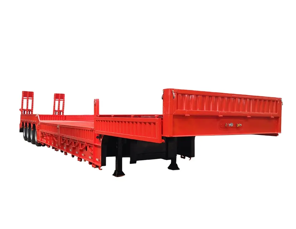중국 공장 aotong 2 - 4 차축 나무화물 기계 운송 낮은 침대 트럭 100 톤 lowbed 트레일러 판매