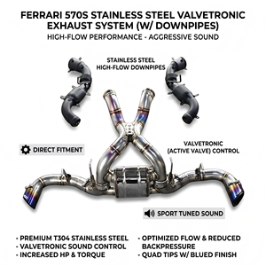 Vortex Valvetronic Exhaust & Racing Front Pipe for McLaren 570S 3.8T SS304 Complete System with <b>Remote</b> <b>Control</b> X-Pipe - Product Image 1