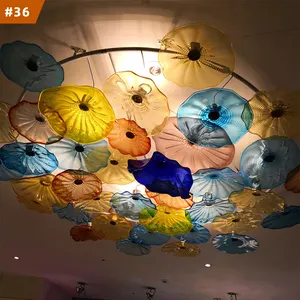 Lustre de vidro decorativo, luminária colorida multi cores de vidro com lâmpadas e pingentes de flores murano