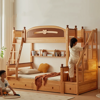 XINSHIYI 2024 neues Stil Kinderetagenbett mit Leiter und Ablage treppe Großhandel Massivholzmöbel für Kinderzimmer