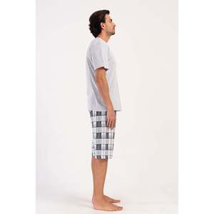 Conjunto Deportivo para Hombre CEPLI, Cuello Redondo, Manga Corta, Pantalones Capri - Gris Melange - Gris Melange - Product Image 2