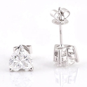Boucles <span class=keywords><strong>d</strong></span>'oreilles en <span class=keywords><strong>diamant</strong></span> de laboratoire taille cœur certifiées IGI 0,5-2 carats Or blanc Bijoux de mode en gros pour femmes River Time - Product Image 2
