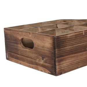Boîte de rangement rétro en bois marron avec compartiments pour bouteilles de bière, organisateur rectangulaire à dessus ouvert - Product Image 4