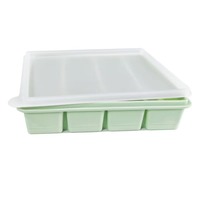 Moule à glaçons long et large avec couvercle épaissi, boîte de compléments alimentaires pour bébé, bac à glaçons en silicone de qualité alimentaire facile à démouler