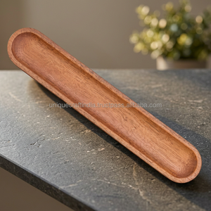 Plateau à stylos en bois long et fin, design minimaliste artisanal, pour bureaux modernes, support de papeterie, organisateur de bureau, boîte de rangement - Product Image 1