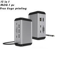 Extension d'adaptateur de bureau vertical 12 en 1 Déverrouiller la nouvelle méthode de lecture Interface double face HDMI PD USB C Hub Docking Station