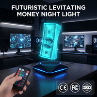 Veilleuse créative avec modèle d'argent flottant, lumière LED 16 couleurs, commande tactile, matériau ABS - Produit technologique tendance