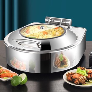 Réchaud électrique en acier inoxydable 1500W 3000W, chauffe-plats circulaire avec couvercle rabattable pour usage en restaurant - Product Image 1