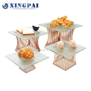 Xingpai Andere Hotel Buffet Elevatie Banket Dessert Display Stand Bruidstaart Voedsel Rek Met Hot Melt Glas Plaat