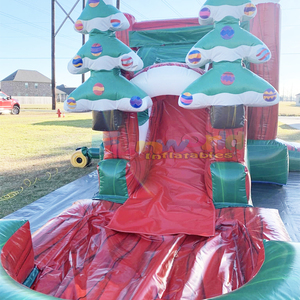 Structure gonflable de Noël en forme de pain d'épices avec toboggan, pour utilisation sèche ou humide - Product Image 4