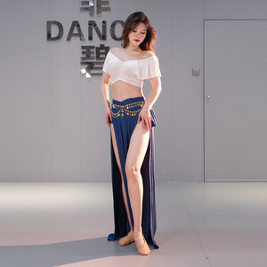 Jupe de haut à col en V horizontal sexy en gros, déguisement de costumes, ensemble d'entraînement de danse pour la pratique de la danse orientale - Product Image 4