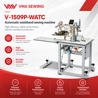 Machine à coudre industrielle VMA à bon prix avec dispositif de découpe, machine automatique pour ceintures de jeans pour la fabrication de vêtements