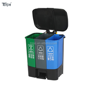 3 compartment plastic garbage bin and 3 part plastic waste bin recycle garbage can 3 part