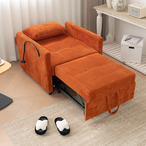 Sofá <span class=keywords><strong>Cama</strong></span> de Pana Moderno de Venta Directa de Fábrica, Plegable, Reclinable, con <span class=keywords><strong>Chaise</strong></span> <span class=keywords><strong>Longue</strong></span> Oculta para Sala de Estar, Dormitorio o Apartamento - Product Image 4