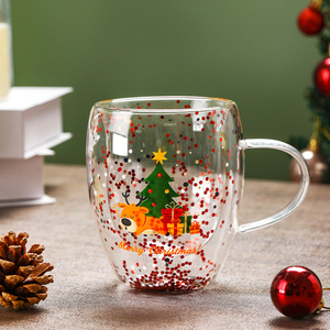Exquisite Double-<strong>Layer</strong> Glass Cups for Coffee and Juice Heat-Resistant for Milk Tea and Cola Christmas Drinkware - Product Image 6