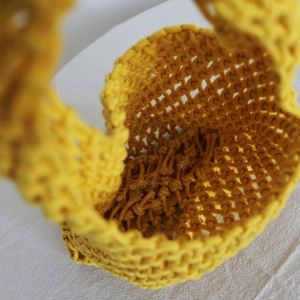 Bolso de Playa Pequeño de Malla Hueca de Algodón de Color Sólido 2024, Bolsos de Mano Portátiles de Moda para Vacaciones para Mujer - Product Image 5