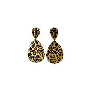 Fashion Drop Earrings 316L Stainless Steel PVD Gold Plating Sustainable Resistant <b>Leopard</b> <b>Print</b> Design - Product Image 2