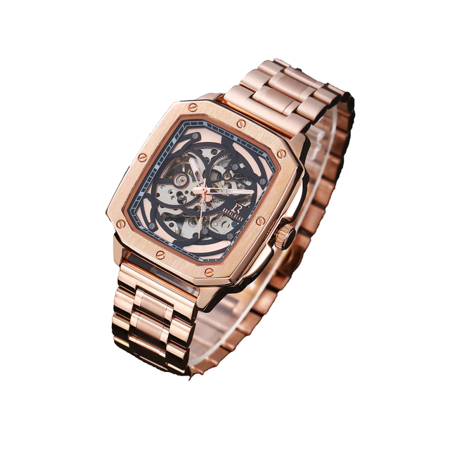 Customized Logo   Men's Brand Luxury Skeleton Wrist Automatic Mechanical Watches for Men