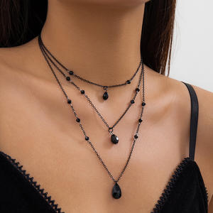 Collier ras du cou rétro gothique avec pampilles gouttes de sang pour femme, chaîne en bambou, alliage métallique couleur sang, cadeau - Product Image 2