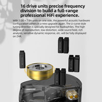 Auriculares KZ ZAR con Tecnología Híbrida 1DD+7BA, Auriculares Intrauditivos HIFI con Bajos, Auriculares con Cable y Micrófono, Auriculares Metálicos