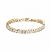 Bracelet Tendance Ovale Multicolore en Zircon, Maillons à Quatre Griffes en Laiton, Bracelet en Zircon Cubique 5A avec Fermoir Montre, Bracelet Personnalisé