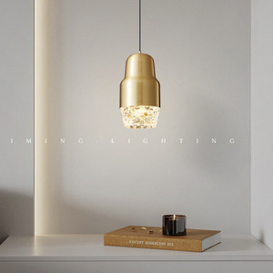 Lámpara Colgante de Cobre y Acrílico de un Solo Cabezal para Habitación de Hotel, Dormitorio, Sala de Estar, Pared de Fondo, Mesita de Noche - Product Image 5