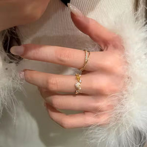 แหวนผีเสื้อประดับเพทายสีรูปนกฟริทิลแลรี่สำหรับผู้หญิงช่องสวยหรูหราความรู้สึกสูงปรับอารมณ์ให้เหมาะสม - Product Image 4