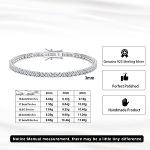 Bracciale Tennis a Catena in Argento Sterling di Alta Qualità Stile Hip Hop con <span class=keywords><strong>Moissanite</strong></span> che Supera il Tester per Diamanti - Product Image 4