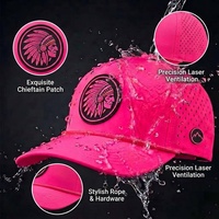 Casquette de golf rose perforée au laser, respirante, séchage rapide, avec logo personnalisé, casquette de baseball imperméable, vente en gros