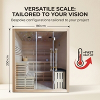 Sauna électrique intérieur traditionnel Ploutara 180 cm (71 po) en cèdre, kit préfabriqué modulaire, homologué ETL CE FSC, chauffage 185F