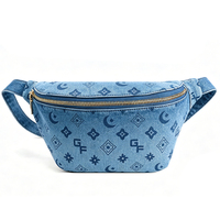Sac de poitrine en jean personnalisé OEM ODM, imprimé, avec ceinture réglable, antivol, tendance, imperméable, pour commandes en gros et marque privée