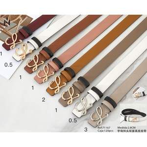 Cintura in Vera Pelle Zi 2.8Cm con Fibbia a Lettera Reversibile, Cintura Casual da Donna alla Moda - Product Image 1