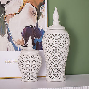 थोक ओएम ओडम घर सजावट सफेद बड़े लंबे पियरयुक्त खोखले खोखले को शादी के लिए अदरक जार के बरतन मिट्टी के बरतन - Product Image 1