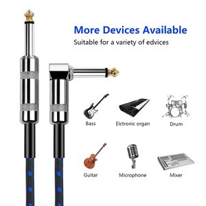 Câble de guitare 10 pieds 20 pieds Câble d'instrument électrique Câble d'ampli pour guitare électrique <span class=keywords><strong>Basse</strong></span> Guitare électrique <span class=keywords><strong>Mandoline</strong></span> Audio professionnel - Product Image 5