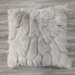 Housse de coussin en fausse fourrure, taie d'oreiller avec fermeture éclair, tissu doux en velours, couleur unie, pour la maison, 24/<span class=keywords><strong>2022</strong></span> - Product Image 2