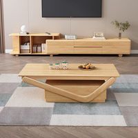 Table basse en bois massif de noyer avec pieds en V courbés, meuble de rangement, style moderne minimaliste, table de salon, table à thé durable